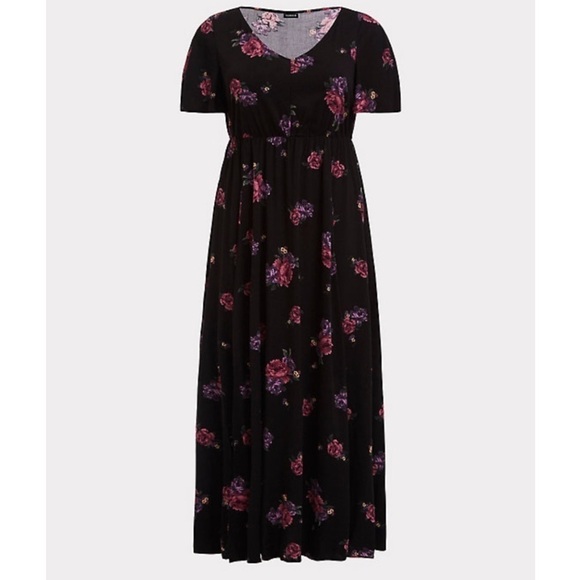 Torrid black floral challis maxi dress plus size 2 - Picture 4 of 9